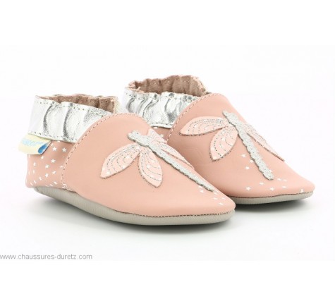 Chaussons fancy girl Robeez gris/rose