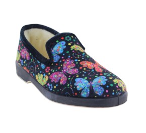 Pantoufles Femme La Maison de l'Espadrille PAPILLONS Noir 7654-7